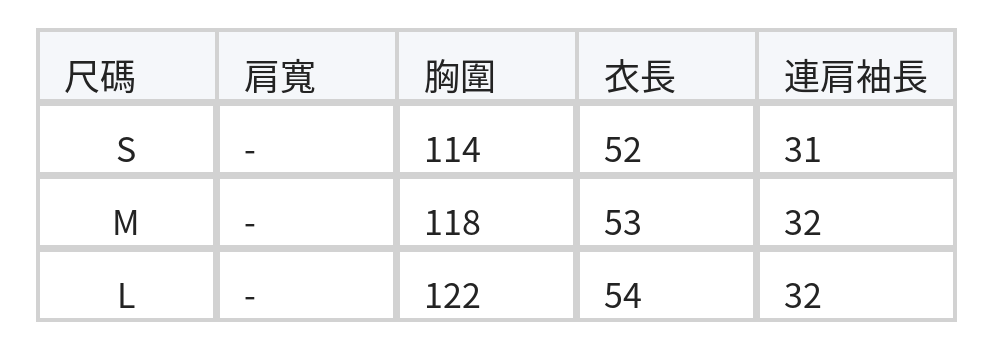 荷葉領排扣泡泡袖襯衫 size chart 1
